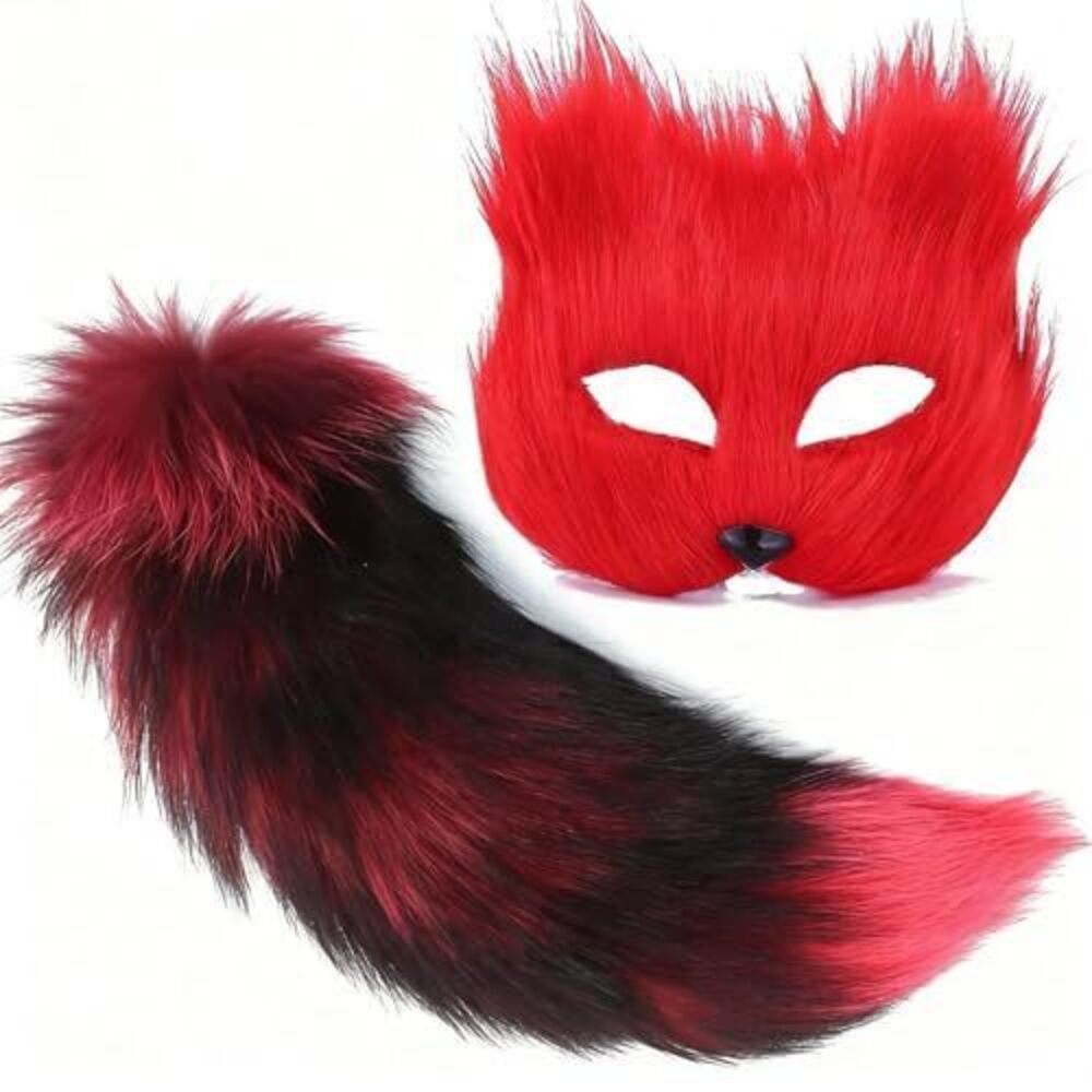 7503 Therian Mask and Tail Set Furry Masks Cat Wolf Fox Mask and Tails